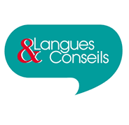 Speech bubble with the words 'Langues&Conseils'